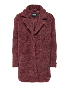 Шуба длинная, бордовый Only