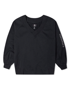 Свитер solid color loose knit v neck hoodie black, черный Converse