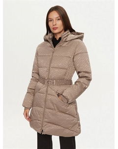 Пуховик стандартного кроя, коричневый Guess