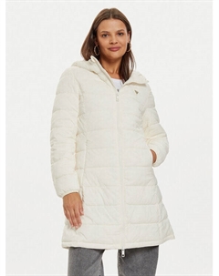 Пуховик стандартного кроя, экрю Guess