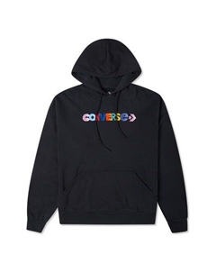 Свитер contrasting colors alphabet embroidered knit hoodie black, черный Converse
