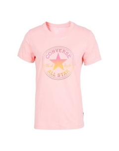 Футболка alphabet pattern printing round neck short sleeve pink, розовый Converse