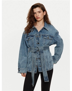 Джинсовая куртка свободного кроя, синий Hugo