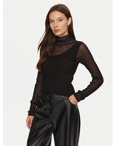 Свитер с высоким воротником приталенного кроя, черный Hugo