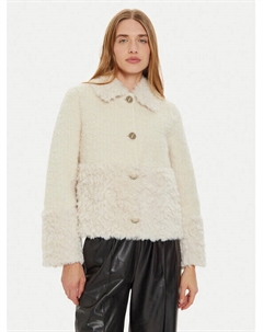 Шуба стандартного кроя, экрю Liu jo