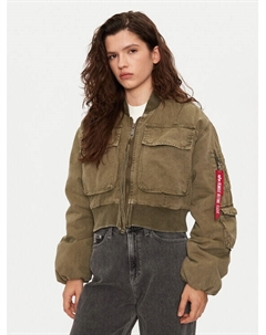 Бомбер стандартного кроя, хаки Alpha industries