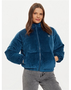 Пуховик стандартного кроя, синий Guess