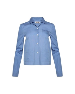 Рубашка Long-Sleeve Poplin Shirt Sapphire Blue, синий Miu miu