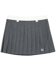 Юбка Pleated Mini Skirt Grey, серый Miu miu