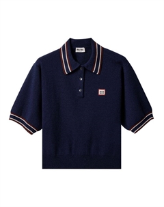Свитер Wool And Cashmere Polo Sweater Navy, синий Miu miu