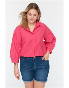 Рубашка больших размеров – розовая – свободного кроя, розовый Trendyol