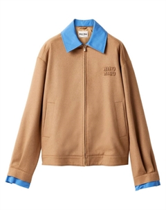 Бомбер с аппликацией в виде логотипа, коричневый Miu miu