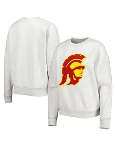 Женский флисовый пуловер с нашивкой синели Gameday Couture Heather Grey USC Trojans Толстовка Unbranded