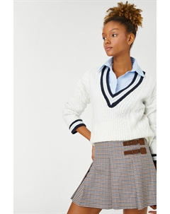 Вязаный свитер с V-образным вырезом, экрю Koton