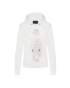 Белый хлопковый женский свитер с капюшоном Ermanno scervino