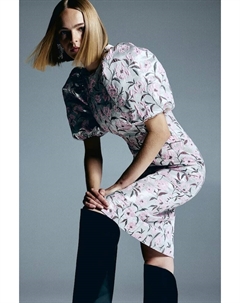 Парчовое платье миди с пышными рукавами, серебряный H&m