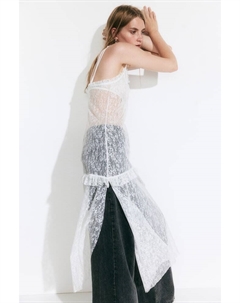 Кружевное платье с воланной отделкой, белый H&m