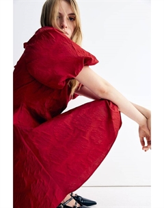 Жаккардовое платье с завязками сзади, красный H&m