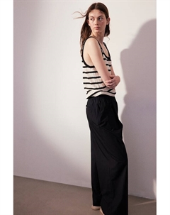 Широкие хлопковые брюки, черный H&m