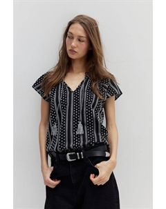 Хлопковая блузка на кулиске, черный H&m