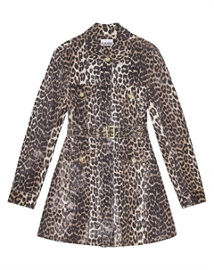 Платье из денима с леопардовым принтом, коричневый Ganni