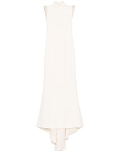 Креповое платье с кристаллами, белый Jean-louis sabaji