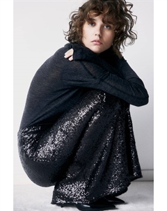 Юбка макси с пайетками, черный H&m