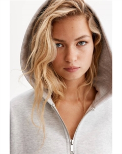 Толстовка оверсайз на молнии, серый H&m