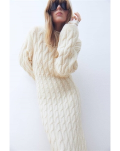 Платье миди косой вязки, бежевый H&m