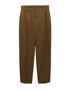 Брюки со складками спереди Loose fit Pleat-Front Pants Joao, оливковый Mango