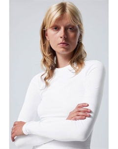 Узкий топ с длинными рукавами, белый Weekday