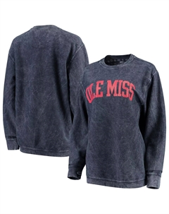 Женский темно-синий пуловер с аркой и удобным вельветом в винтажном стиле для женщин Pressbox Ole Miss Rebels Unbranded