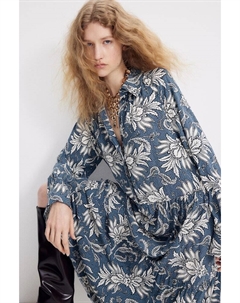 Платье блузка длины миди, синий H&m