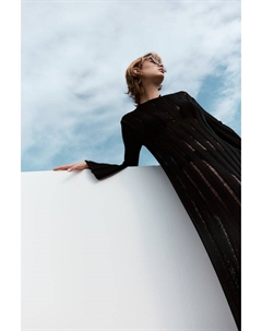 Вязаное платье лесенкой, черный H&m