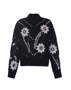 Тонкий вязаный свитер Sweater, черный Faina