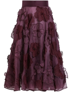 Юбка миди с цветочной аппликацией, красный Dolce&gabbana