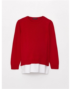 Простая трикотажная туника для беременных с круглым вырезом и длинными рукавами, красный Lc waikiki maternity