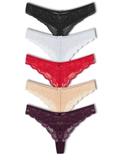 Кружевные бразильские женские трусики-стринги с высокой талией, 5 шт., белый черный Hnx