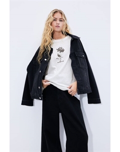 Футболка оверсайз с принтом, серый H&m