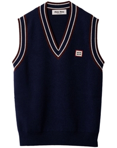 Жилет с отделкой в полоску, синий Miu miu