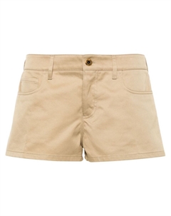 Шорты с нашивкой-логотипом, нейтральный цвет Miu miu