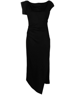 Платье миди асимметричного кроя со сборками, черный Del core