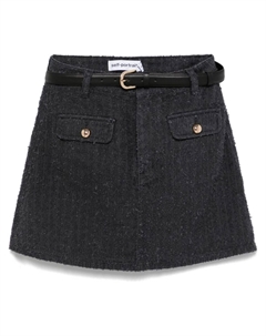 Мини-юбка из фактурного денима, серый Self-portrait