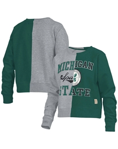 Женский пуловер Pressbox Heather Grey Michigan State Spartans Half and Half реглан Unbranded