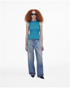 Тонкий ребристый мериносовый топ, цвет Aqua Marc jacobs