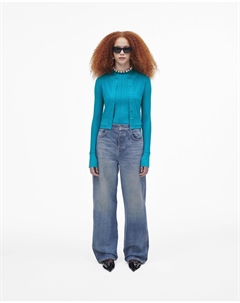 Кардиган из мериносовой шерсти в мелкий рубчик, цвет Aqua Marc jacobs