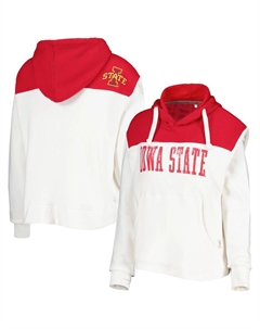 Женский пуловер с капюшоном Pressbox белого цвета/Cardinal Iowa State Cyclones Chicago 2-Hit с кокеткой Unbranded