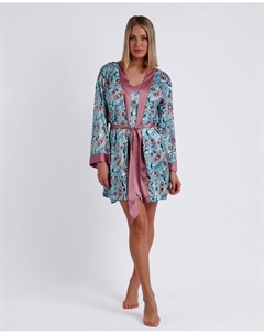 Атласный женский халат с длинными рукавами и поясом, мультиколор Admas
