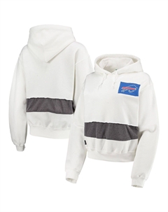 Женская жареная одежда, белый пуловер с капюшоном Buffalo Bills, устойчивый укороченный крой, пуловер «летучая мышь» Unbranded