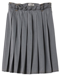 Юбка шамбре в складку, серый Miu miu